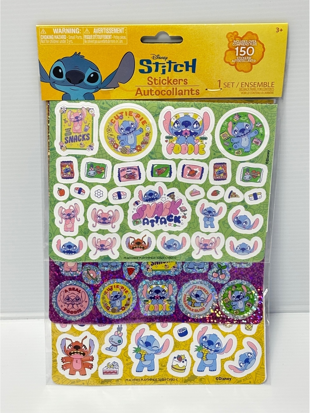 Disney Stitch Stickers Set - 150 Pieces, Multi-Color, 3+ Years, Includes Hologr-